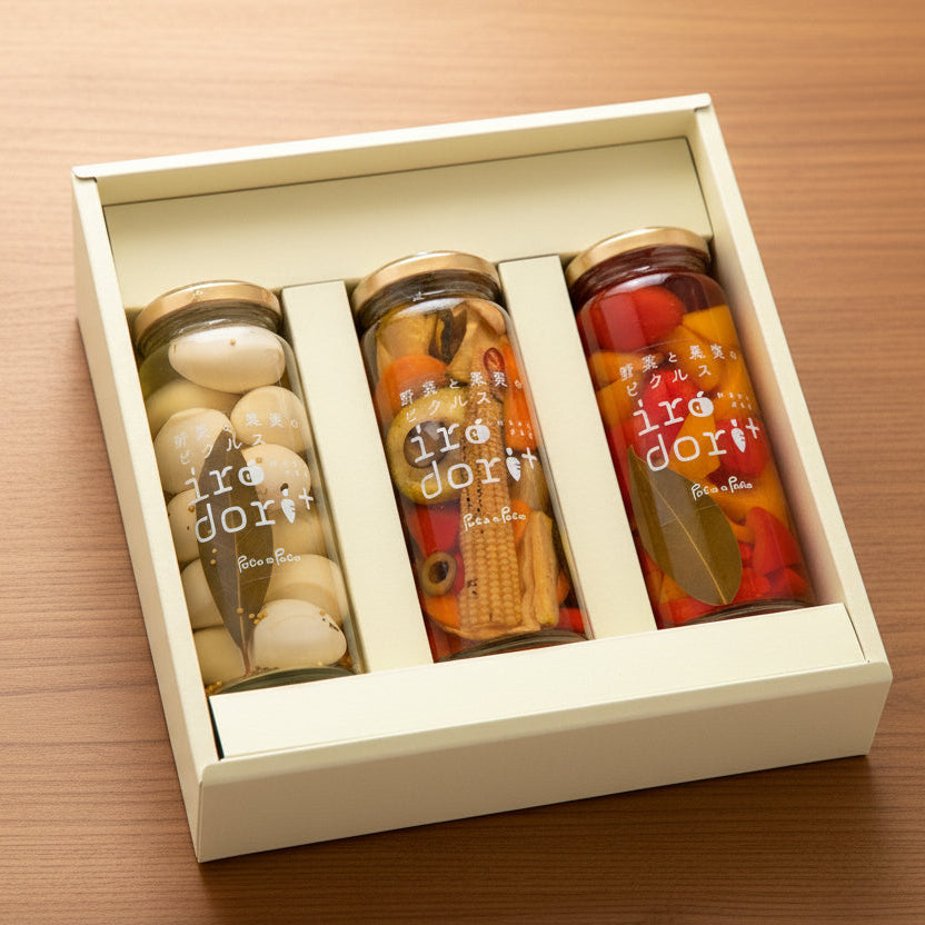 ビーリス　4本セット　新品　おまけ付き 野菜と果実のピクルス irodori+ ギフトセット(3個入) B – Pocofactory